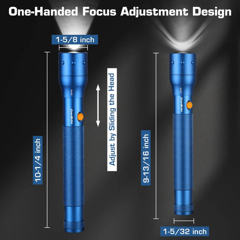 Ultra Bright Tactical Flashlight With 900 Lumen Zoomable Beam And Adjustable Focus Three Light Modes Heavy Duty Aluminum Body