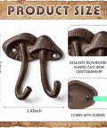 Straight Up Legit Mushroom Wall Hooks Set Of Two Heavy Duty Cast Iron Coat Hangers With Antique Black Finish, 3.43x2.95 in.