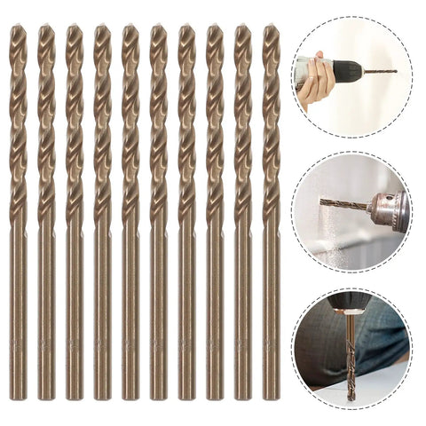 Top Tier Cobalt Steel Drill Bit Kit With Ten Pieces For Hardened Metal And Stainless Steel Plus Cast Iron Long Twist Bits Ideal For Serious DIYers And Pro Metalworkers Who Need Precision Every Time. 10-piece cobalt steel twist drill bit set for metal drilling