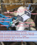 INTSUPERMAI 110V portable line boring machine schematic (exploded view) showing tool holder, boring bar, supports
