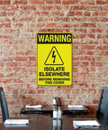 Heavy Duty 8x12 Workshop Safety Sign for Industrial Equipment Maintenance Zone on brick wall