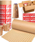 Eco Friendly Packing Paper Roll With Honeycomb Cushioning, 16 Inch By 400 Foot Bubble Safe Wrap with labels for shipping fragile items