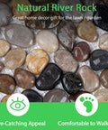 Natural river rock in hexagon shape design for River Rock Stepping Stones Set Of 6 Hexagon Outdoor Garden Path Pavers Polished Pebbles.