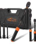 Six Piece Pro Grade Torque Wrench Set With Quarter, Three Eighths, And One Half Inch Drives, Click Wrenches, storage case visible