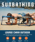 Face Hole Tanning Lounge Chair For Outdoors Folding Chaise Lounger with Five Position Recline on beach with people sunbathing