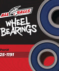 Image of All Balls Racing wheel bearings with part number 25-1191, showing round, blue rubber-sealed design. 