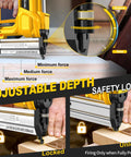 Adjustable depth feature of Heavy Duty 18 Gauge Cordless Brad Nailer And Electric Stapler for precise nailing and stapling.