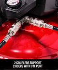 Craftsman 6 Gallon Oil Free Pancake Air Compressor with dual couplers for two users and I/M port connection.