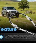 Heavy Duty 4x4 Transfer Case Cable Shifter Linkage Kit For Jeep Wrangler TJ 1997-2006 NP231 Only, silver cable linkage on Jeep off-road scene