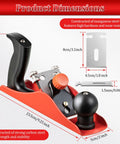 Adjustable Wooden Hand Planer Features An Extra Thick Steel Blade Barbell Depth Lock with dimensions for stability and use.