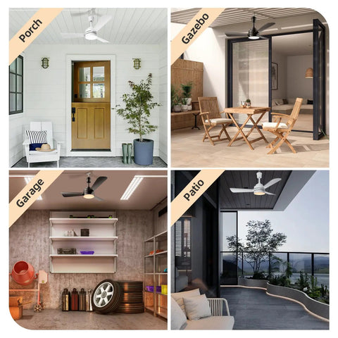 28 Inch Gazebo Ceiling Fan With Light For Outdoor Patio Or Porch in different settings