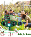 Ultrasonic Outdoor Animal Repellent Deterrent Solar Powered Waterproof Motion Sensor Two Pack Green For Yards Gardens And Lawns With No Nonsense Long Term Behavioral Training To Keep Pests And Wildlife At Bay in garden