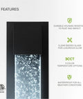 Bubble Glass LED Outdoor Wall Light Sconce 13 Inch, 12W 500LM, 120V, Dimmable, shown with durable black housing, ETL listed