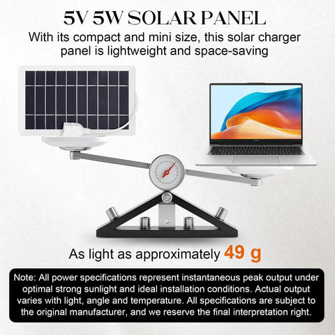 Dope Solar Charger Kit For Phones And Cameras, Portable Solar Panel For Outdoor Travel, Camping And Hiking, 5V 5W Monocrystalline Panel, Weatherproof White 1 Pack, lightweight panel on scale