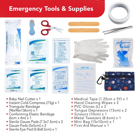 Kids First Aid Kit 246-Piece Bundle For Travel, Home, And Car Emergency Needs, Baby And Toddler Safe, Portable Mini Bag Included