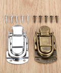 Two Vintage Metal Hasp Locks For Wooden Boxes Chest Case Jewelry Box Gift Box And Suitcase Durable Zinc Alloy Hardware Latch Toggle Clasp Easy Install Heavy Duty Box Lock 67x34mm with screws