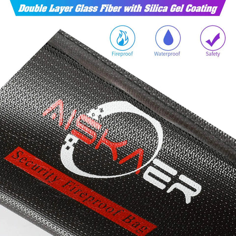 Fireproof And Water Resistant Silicone Coated Safe Storage Bag Close-up Showing Double Layer Coating and Features