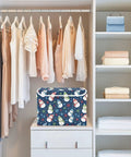 Premium Quality Collapsible Fabric Storage Bin With Secure Flip Top Lid And Sturdy Side Handles For Home Bedroom Closet Shelf Organization Everyday Box in a closet.