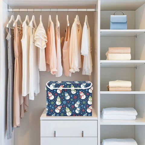 Premium Quality Collapsible Fabric Storage Bin With Secure Flip Top Lid And Sturdy Side Handles For Home Bedroom Closet Shelf Organization Everyday Box in a closet.