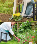 Heavy Duty Garden Kneeler And Seat 2 In 1 Foldable Work Stool in use by gardeners for comfort and protection, extra thick pad visible