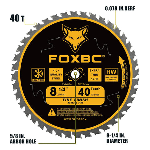 Ultra Thin Kerf 8-1/4 Inch Table Saw Blade With 60 Tooth ATB For Clean, Fast Wood Cuts, 0.079 Kerf, 5/8 Inch Arbor