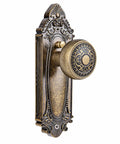 Antique Brass Privacy Door Knob With Lock No Keys Needed Keyless Interior Door Handle With Plate for bedroom or bathroom