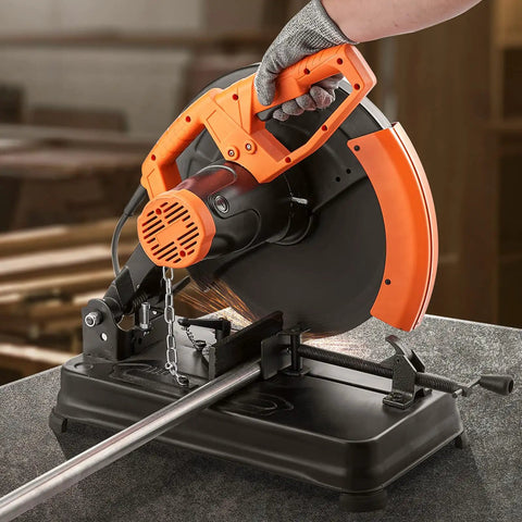 Heavy Duty Workhorse Abrasive Chop Saw With 14 Inch Blade 2300W 3600RPM Metal Cutting Machine 0 To 45 Degree Adjustable Miter