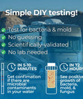 Hella Reliable RV Freshwater Test Kit Detecting Bacteria And Mold In Your Camper Drinking Water Tanks Quick Five Minute Results Plus Seventy Two Hour Cultures visuals showing DIY testing steps and RV