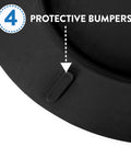 Ultra Plush Cushioned Toilet Seat With Soft Vinyl Comfort, Black Finish, showing protective bumpers detail, elongated toilet compatible