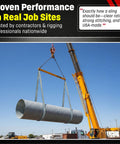 Heavy Duty 1 Inch By 6 Foot Polyester Lifting Sling For Rigging, 3200 Lb Vertical, hoisting large pipe with crane on site