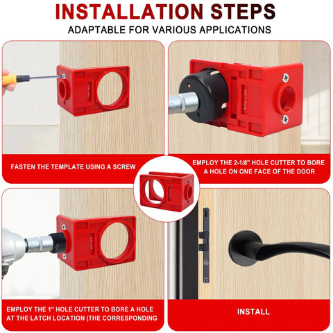 Heavy Duty Aluminum Door Hinge Jig And Game Changing Lock Installation Kit With Dead On Precision Router Template for installing door hardware steps.