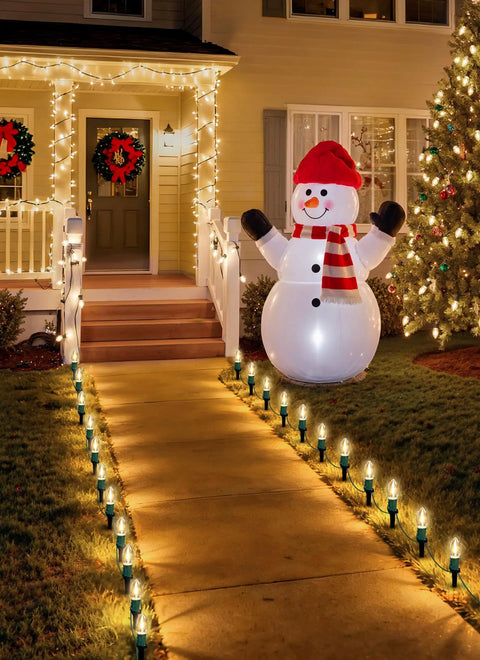 Outdoor Christmas Pathway Lights 26 Ft Connectable C9 LED String Lights Waterproof With 20 LEDs And Stakes For Walkway Driveway
