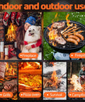 Collage showing uses of Waterproof 72 Pack Fire Starters For Campfires Grills And Camping Easy Light Wood Charcoal Start
