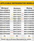 Compatibility chart for Must Have Three Pack Refrigerator LED Light Set With Tapered Lens And Bezel, models for Whirlpool, Kenmore, Maytag.