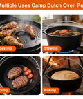 Preseasoned Cast Iron 8 Qt Dutch Oven With Lid For Outdoor Camping Campfire Grilling Oven And Stovetop Cooking Includes Lid