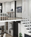 Rock Solid White Wrought Iron Handrail U Shaped Guardrail indoor balcony view with modern decor, white finish railing.