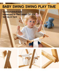 Canvas Indoor Outdoor Baby Swing For Infants To Toddler With 3 Point Safety Belt Soft Cushioned Seat And Beech Wood Dowels Durable Hammock Chair For Nursery Patio Or Tree