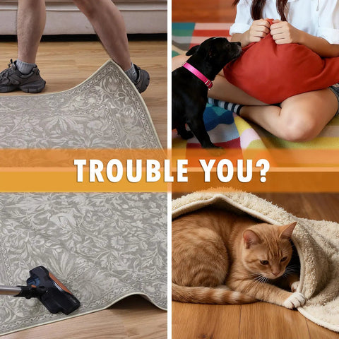 Non Slip Rug Tape For Area Rugs On Hardwood Floors And Tile, prevents corners lifting and slippage from pets or foot traffic