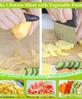 Suuker 2-in-1 crinkle cutter and vegetable peeler with stainless steel wavy blade and black handle for potatoes