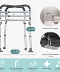 Heavy Duty Toilet Safety Rails Delivering 350 Lbs Weight Capacity With Adjustable Height And Width Bathroom Grab Bars shown in gray, measuring 24.8 in high.