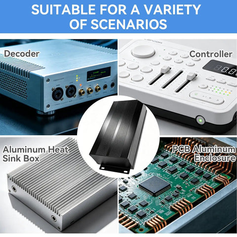Rugged Split Aluminum Enclosure Project Box With A Slick Brushed Cap, Zero Sweat Cooling Case For Diy Circuit Boards And Tech Builds, Built Tough To Dump Heat And Crush Any Bench Job In Sand Black - features decoders and controllers.
