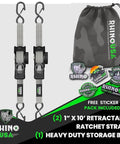 Heavy-Duty Retractable Ratchet Straps Two-Pack, 1-Inch X 10-Feet Long, 1209-Lb Capacity, Gray Cargo Tie-Downs For Trucks And Trailers, Smooth-Pulling Design Loads Gear In A Flash Without The Headache.
