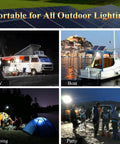 All In One Indoor Solar Lights Kit With Four LED Bulbs, 30W Solar Panel, 115Wh Backup Battery in use for RV, boat, camping, party