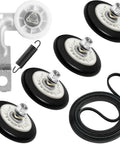 Pro Grade Dryer Repair Kit for LG and Kenmore Includes Drum Roller Assembly 4581EL2002C, Drive Belt 4400EL2001A, Idler Pulley Spring 4561EL3002A Upgraded Quiet Easy Fix for No Spin and Slow Drying on white background