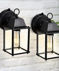 2 Pack Dusk To Dawn Outdoor Wall Mount Light Fixtures With Clear Glass In Black Finish Exterior Garage Lighting