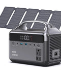 Beast 192Wh Portable Power Station with 300W solar generator, solar panel visible, 110V AC outlets, LiFePO4 battery