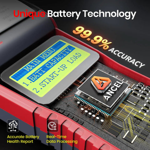 BST500 Car Battery Tester With Printer For 12V And 24V Rigs, Auto Battery Load Tester And Cranking Charging System Analyzer, Printed Diagnostic Reports For Cars, Trucks, SUVs, Motorcycles, RVs And More. Screen shows battery health report