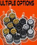 One Sixty Fourth Scale Diecast Wheels And Tires Set For Ten Cars Mixed Random Real Riders Rims And Tires Pack displayed