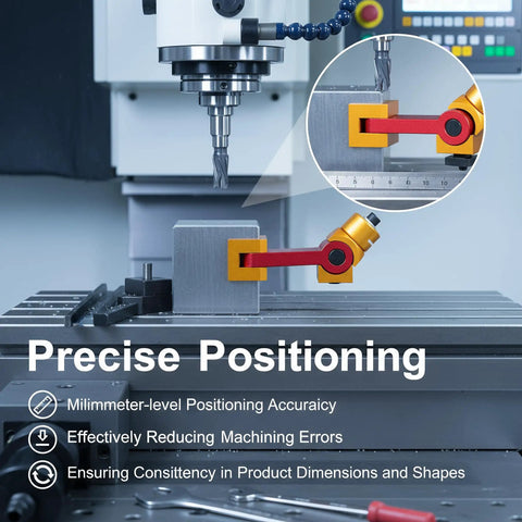 Adjustable Milling Vise Stop For CNC Mills And T Slot Tables Universal Work Stop and Part Locator shown in precision setup