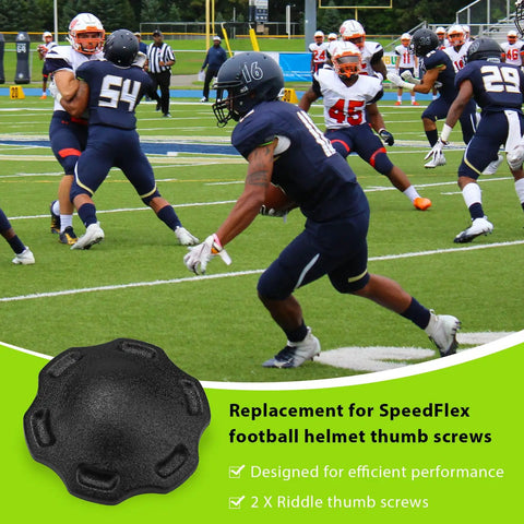 Heavy Duty Football Helmet Thumb Screws For SpeedFlex Chinstraps Quick Swap Fastener Hardware shown on football field